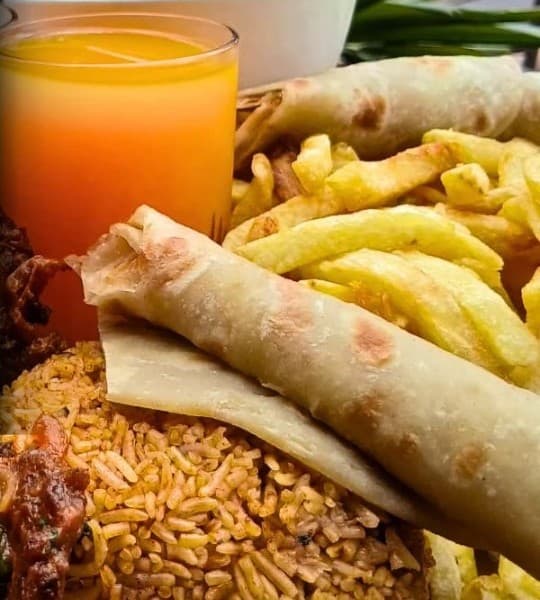Pilau, chapati and chips from the Kalya kitchen